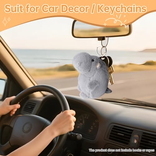 Image of Hippo Stuffed Animal, Small Hippo Stuffed Animal Plush Toys for Kids Girls Girlfriend, Mini Soft Pocket Hippopotamus Bag Charms Juguetes De Peluche Gifts for Birthday Valentines Christmas Decor Gray