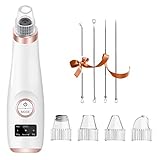 Mosen Limpiador de Poros Succionador de Puntos Negros Limpiador Facial Blackhead Remover Extractor Puntos Negros USB Recargable con Pantalla LED 5 Cabezales Dorado Embalaje Neutral