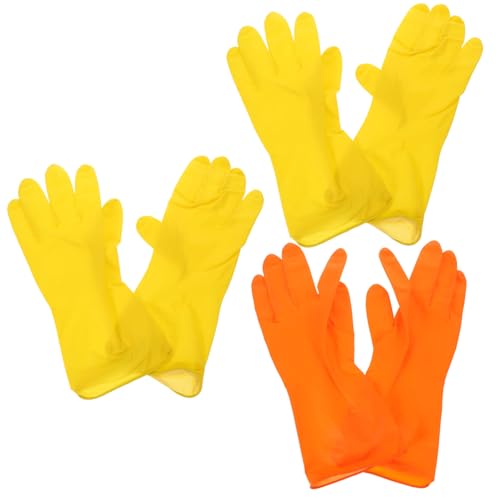 ARTSEWPLY 3paare Latex Gummi Reinigungshandschuhe Wiederverwendbare Spülhandschuhe Ölresistent Mit Verlängerter Manschette Für Haushalt Hausarbeit Küche Garten