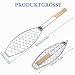 3 x Fischbräter, Edelstahl Fisch Grillhalter mit Holzgriff, 62 x 12 cm Fischgrillgitter, Fischzange zum Grillen, Fischhalter für Grillkorb Fischbräter, Faltbar, Tragbar Fischgrillzange, Silber