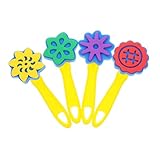 NOLITOY 4 Stück Schwamm Pinsel Set EVA Stempelbürsten für Kreatives Malen Ergonomisch für Kleine Hände Bunte Formen Fördert Frühe Kunstbildung und Fantasievolles Basteln