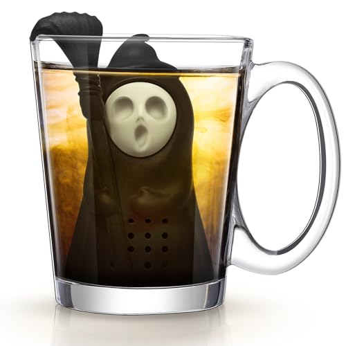 Suclain 1 Pcs Tea Infuser Reusable Silicone Leaf Steeper for Loose Leaf Strainer Cute Funny Ghost Gothic Gift for Tea Lover Holiday Kitchen Favors