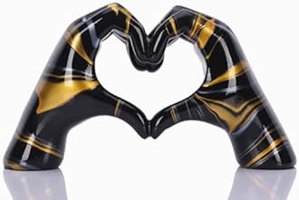 Gesture Statues and Sculptures, Black and Gold Home Decor, Love Statues for Coffee Table Living Room Bedroom Bookcase Office