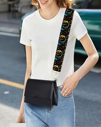 Image of Purse Strap Replacement Crossbody 2 inch Wide Shoulder Strap, Cute Handbag Strap Bag Strap Replacement Belts Adjustable Cute Dinosaurs