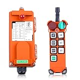 Yatilo F21-E1 Industrial Wireless Crane Remote Control Kit for Overhead Crane & Hoist, 6 Channels, Universal 16V-440V AC/DC, Red Mushroom E-Stop, IP65 Waterproof (1 Transmitter & 1 Receiver)