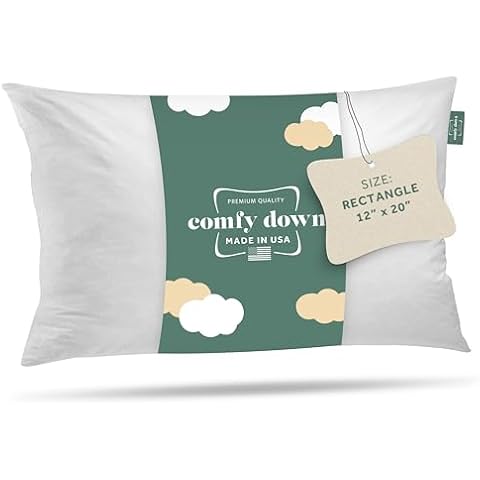 ComfyDown Decorative Throw Pillow Insert, Down and Feather Fill, 100% Cotton Cover, 233 Thread Count - Made in USA (12 X 20) Cover