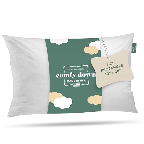 ComfyDown Decorative Throw Pillow Insert, Down and Feather Fill, 100% Cotton Cover, 233 Thread Count - Made in USA (12 X 20)
