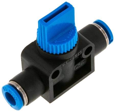 Festo HE-2-QS-6 (153467) 2/2 bistabiles Absperrventil mit Pneumatischem Anschluss 1/2" und QS-6-Ausgang, NBR-Material, Nitril-Butadien-Kautschuk-Gehäuse, Solenoidventil, Ventil