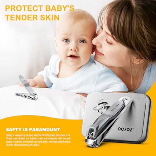 Image of BEZOX Safe Baby Nail Clippers, Small Jaw Kids Nail Clipper Trimmers for Infants, Child and Toddlers, Precision Nail Grooming Tool for Tiny Fingers and Toes - Silver