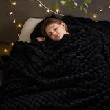 Picture of NEWCOSPLAY Super Soft Queen Blanket Black Premium Silky Flannel Fleece 3D Clouds Stylish Jacquard Lightweight Bed Blanket All Season Use 350GSM (Black, Queen(90"x90"))