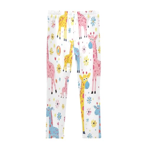 Bolaz Toddler Girls Leggings Printed Yoga Pants Leggings Yellow Blue Giraffes for Kids2