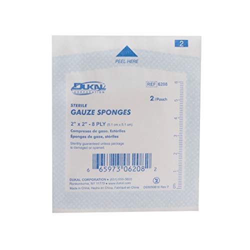 Dukal Esponja de Gasa, 8 Capas, Estéril, 2" x 2", Blanca (Paquete de 3000) miniatura 3