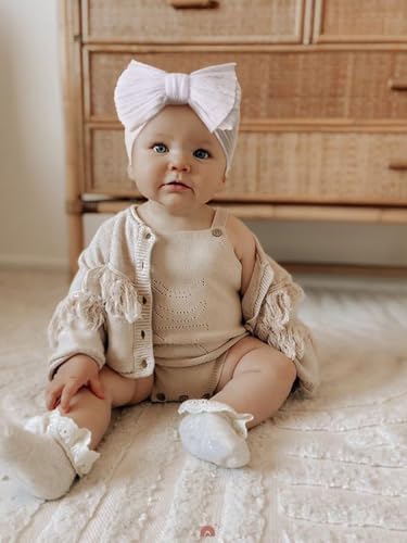 DRESHOW 3 Pack Baby Headbands for Girls Newborn Baby Nylon Headbands with Bows Hair Accessories, 3 Pack Bow Style 85-05 - Image 3