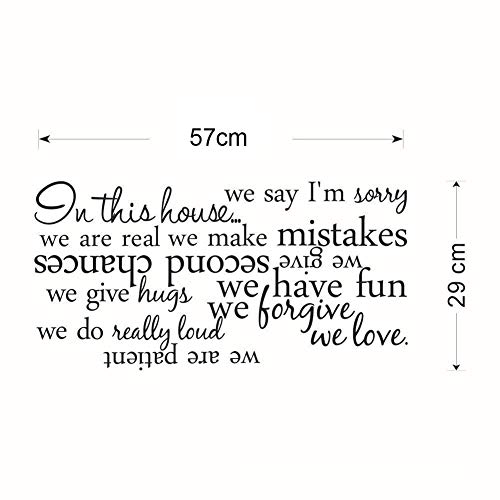 856Store Wall Stickers & Murals Home Décor，In This House Letter Wall Sticker Self-Adhesive Decal Home Living Room Decor - Black,Removable Mural Paper #TOP4