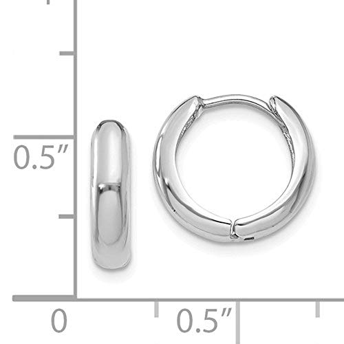 Tiny 14K White Gold Huggie Hinged Hoop Earrings, 0.5 In (12Mm) (3Mm Thick) #TOP4