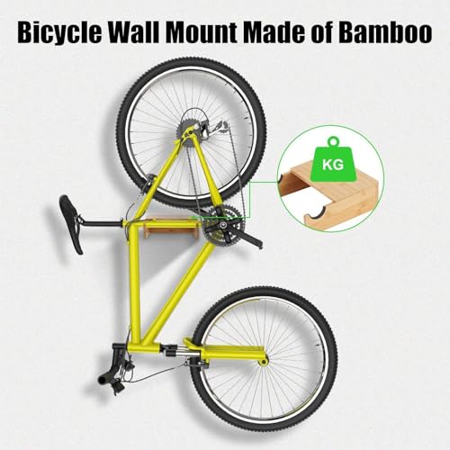 Soporte de pared para bicicleta y casco de madera 2
