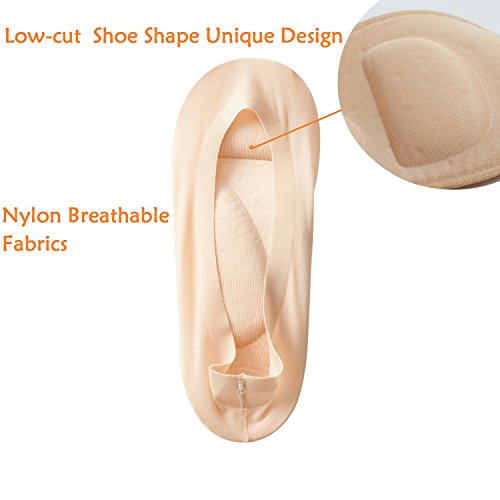 Image of Jarseen 2 Pairs 3D Padded Women's No Show Nylon Socks Sponge Cushion Liner