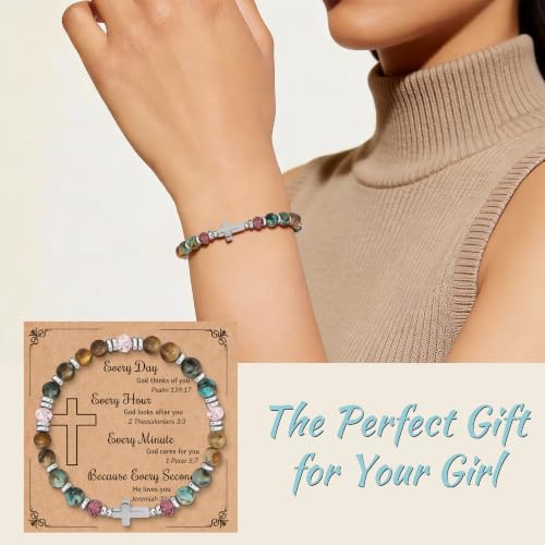 Image of morniface Inspirational Gifts for Women,Natural Stone Bracelet for Mom Daughter Friends Sister Wife Grandma Aunt