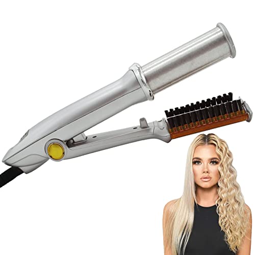 Electric Round Hot Curling Iron, 2-in-1 Hair Straightener and Curler, 60-Second Heat-up, Uniform Heat, Auto-Off, for Home, Salon, Travel