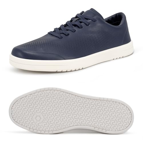 Image of Men's Barefoot Dress Shoes - Zero Drop Comfort Breathable Micro-Perforated Learher, No Break-in Needed, Slip-On Elastic Laces for Business & Travel