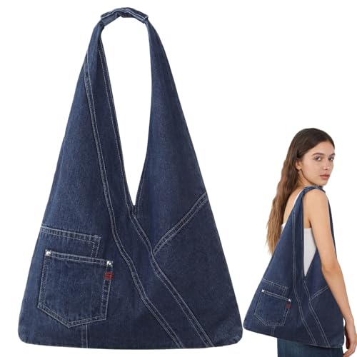 Bolso Hobo de mezclilla para mujer, grande y casual miniatura 6