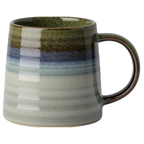 Taza de cerámica grande de 16 oz con asa y base ancha miniatura 1