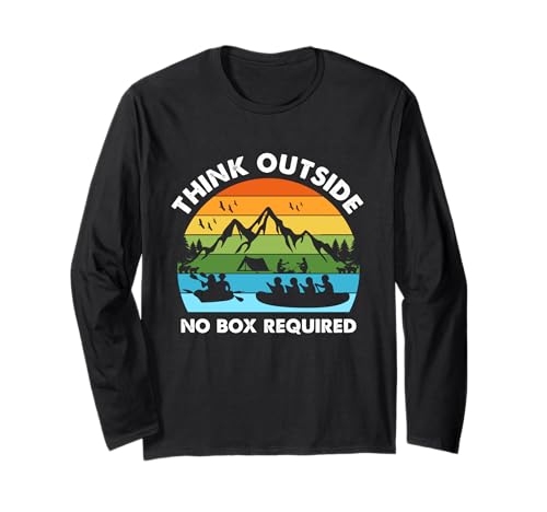 Think Outside, No Box Required Funny Camper Camping Lover Long Sleeve T-Shirt