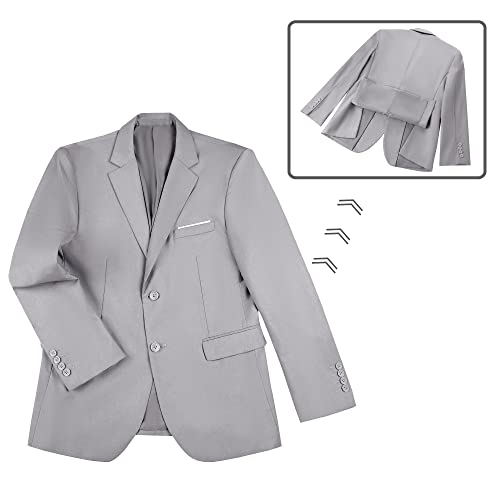 Men's Suit Slim Fit 2 Piece Grey Suits For Men Solid Jacket Pants With Tie Prom Wedding Homecoming Tuxedo Set L #TOP5