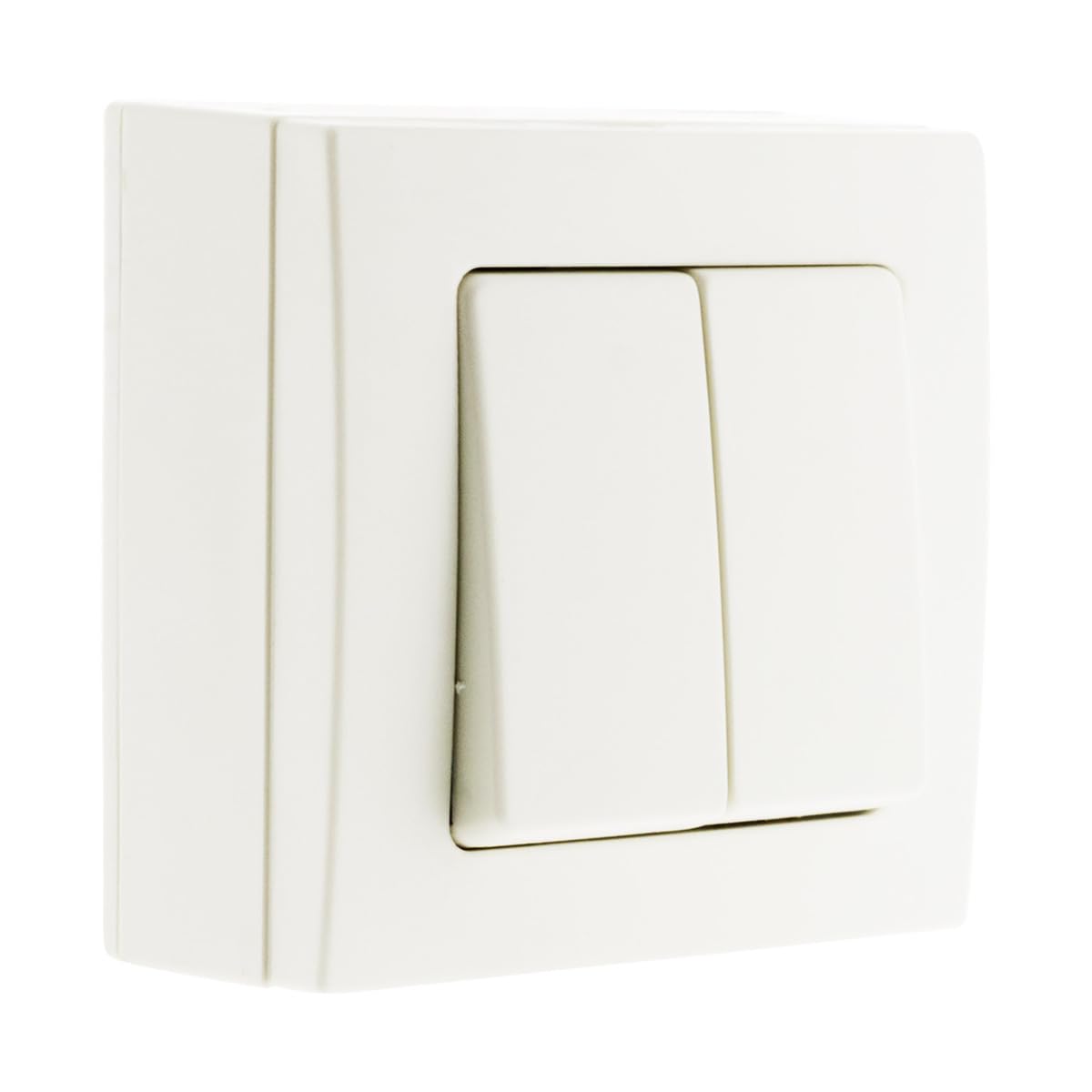 Zenitech - Interruptor Doble Conmutador 10A Bel'Vue - Superficie Borne Auto - Blanco - Compatible con Molduras Estándar - Potencia Máx 2300W a 230V - Instalación Fácil con Agujeros Oblongos