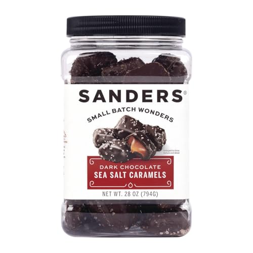 Sanders Dark Chocolate Sea Salt Caramels, Kettle Cooked Caramel Covered in Dark Chocolate, 28 oz...