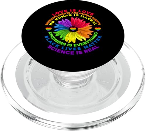 Fleur Arc-en-Ciel Humaine Noire Lives Rights Science LGBT Pride PopSockets PopGrip pour MagSafe