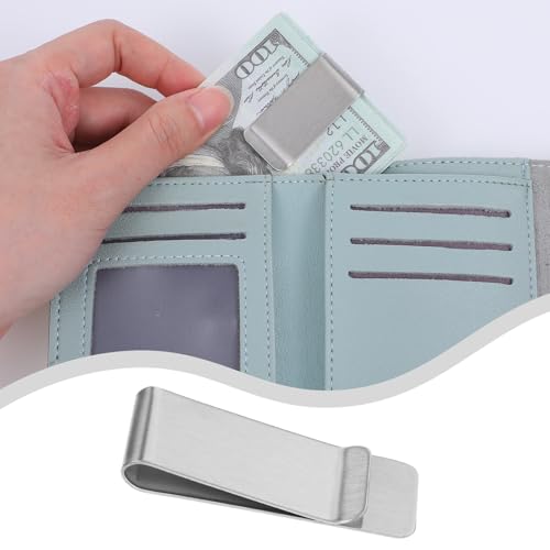 8Pcs Stainless Steel Money Clips, Small Slim Cash and Credit Clips, Minimalist Metal Pocket Wallet Holder for Women, Men Business Card (Silver)4