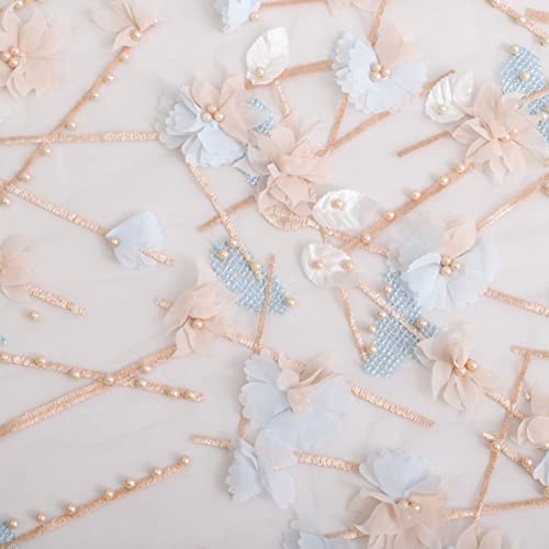 Dentelle fleurs 3D orange pour coudre une robe de demoiselle d'honneur