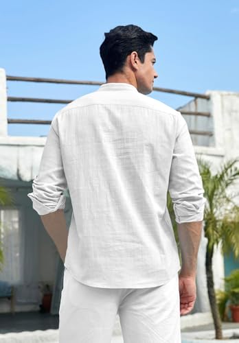 Image of Zombom Men's Cotton Polyester Blend Mandarin Collar Self One Design Printed Full Sleeve Casual Short Kurta Shirt