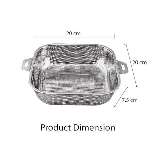 Image of Square-Shaped, Stainless Steel Fruit and Vegetable Rice Cleaning Baskets for Pasta, Noodles, and Kitchen Tools: Elevate Your Washing Bowl Drain Basin Basket(1 pc, Silver-Color),