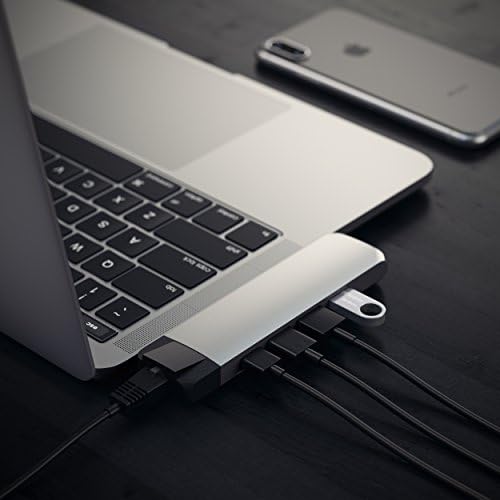 SATECHI Type-C Pro Hub Adapter with Ethernet - 4K HDMI, USB-C PD, Gigabit Ethernet, USB 3.0, Micro SD Card Slot - For M2/ M1 MacBook Pro/Air (Silver)