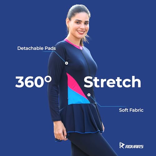 Image of ROVARS Women's Stretchable One Piece Full Body Swim Suit with Removable Pads