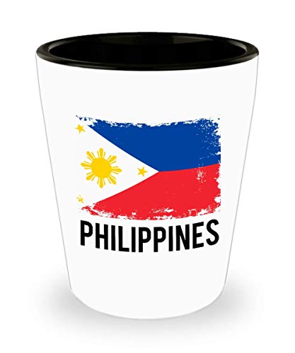 Philippines Flag Shot Glass Funny Gifts - Pinays, Filipino, Filipinas, Pinoy Pride Flag Hometown Country Pride, Travel, Souvenir, Vintage Philippines Flag Ceramic Cup