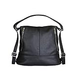 sisn's shop Zaino Donna Borsa In VERA PELLE MADE IN ITALY A Mano Tracolla Spalla Zainetto Antifurto Viaggio Elegante Grande Idee Regalo 2020 Per Ufficio Scuola Casual Sportiva Portafoglio (nero)
