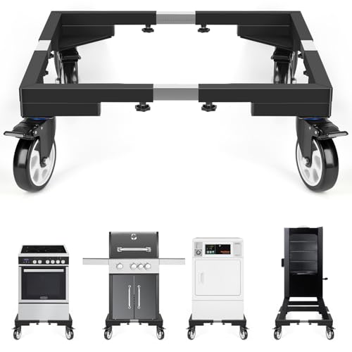 Image of Bamgoten 8.5 Inch Height All Steel Smoker Stand, 5 Inch Casters Wheels with 1280lbs Capacity, Universal Mobile Stand for Vertical&Digital Electric Smoker