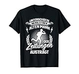 Diseño con texto en alemán "Unterschätze Niemals Einen Alten Mann Der Zeitungen Austrägt! Un regalo divertido para todos los distribuidores de periódicos mayores que exigen periódicos con viento y mal tiempo y conocen cualquier buzón.