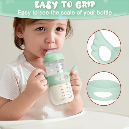 Zwenjuan Griffe für Flaschengriff,2 Stück Babyflaschen Griffe Flaschengriff Halter,Fütterungsflasche Tragegriffe Easy Grip Standard Silikon Flaschengriff,für Baby Kleinhand Greifdesign