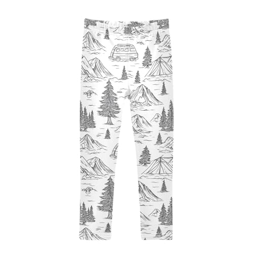 Girls Leggings Vintage Hand Drawn Camping Toddler Girls Clothes Leggings for Girls Toddler Girls Leggings 3-4T