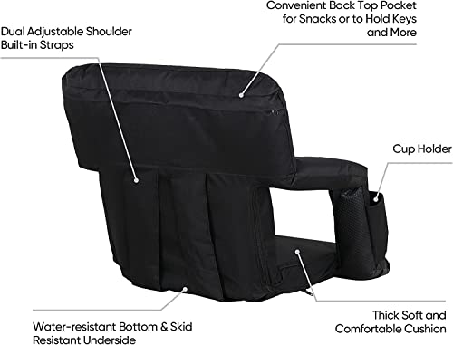 Mod Complete Wide Stadium Seat Chair For Bleachers Or Benches, Extra Padded Cushion Backs And Armrest Support, 6 Reclining Custom Fit Sport Positions, Portable With Easy To Carry Backpack Straps #TOP3