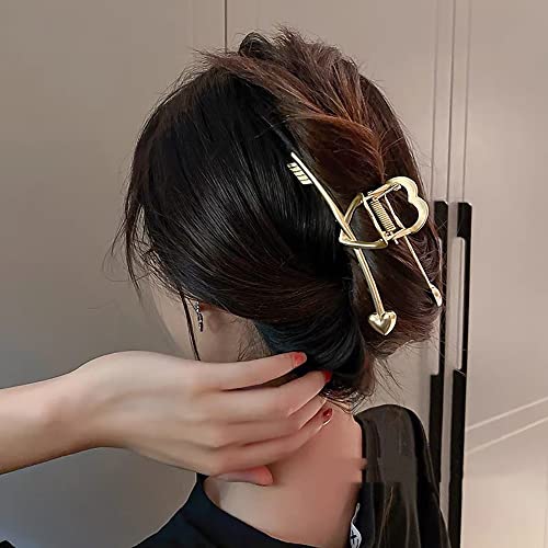 One Arrow Through The Heart Hair Clips Arrow Love Simple Metal Clip Claw Clips Shark Clip Metal Hair Clips For Women Hair Claw Clips 2Pcs（Gold Silver） #TOP3