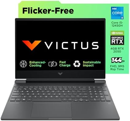 HP Victus, 12th Gen Intel Core i5-12450H, NVIDIA RTX 2050-4GB, 16GB DDR4, 512GB SSD, FHD IPS, 15.6"/39.6cm, 144Hz, Win 11, Office 21, Blue, 2.3kg, fa1227TX/fa1314TX, Enhanced Cooling, Gaming Laptop