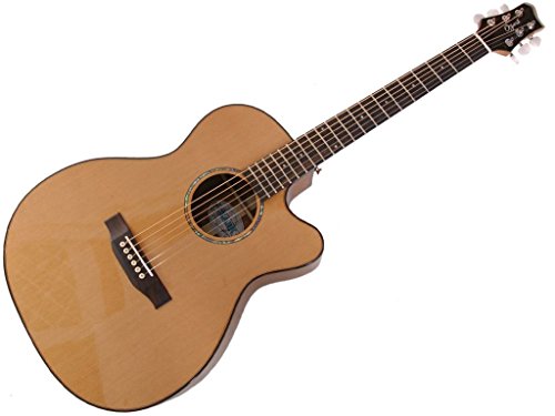 Ozark Guitare folk Pan coupé OM Koa laminé/en cèdre massif - Les Beatles, Paul McCartney, John Lennon, RIngo Starr, George Harrison Ozark Guitare folk Pan coupé OM Koa laminé/en cèdre massif