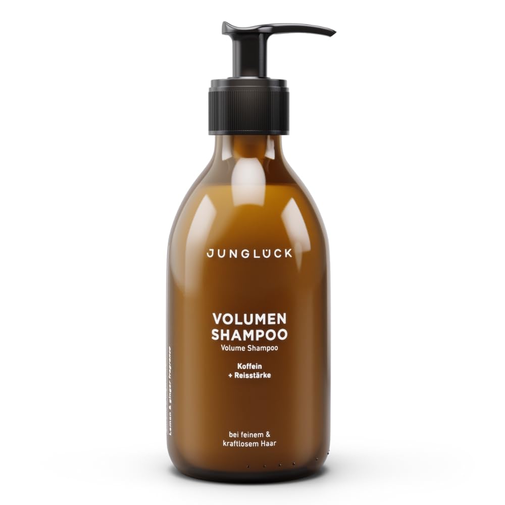 JUNGLÜCK Volumen Shampoo 250ml - Vegan | Ohne Sulfate & Silikone - Reinigt deine Haare sanft und kräftigt die Haarstruktur - mit BIO Birkenwasser, Koffein & Squalan | Haarpflege ohne zu beschweren