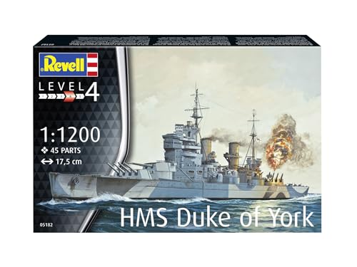 Revell Modellbau I Model Set HMS Duke of York I Escala 1:1200 I 45 piezas I Juego de manualidades a partir de 12 años I Modelo detallado I Barco histórico I Maqueta