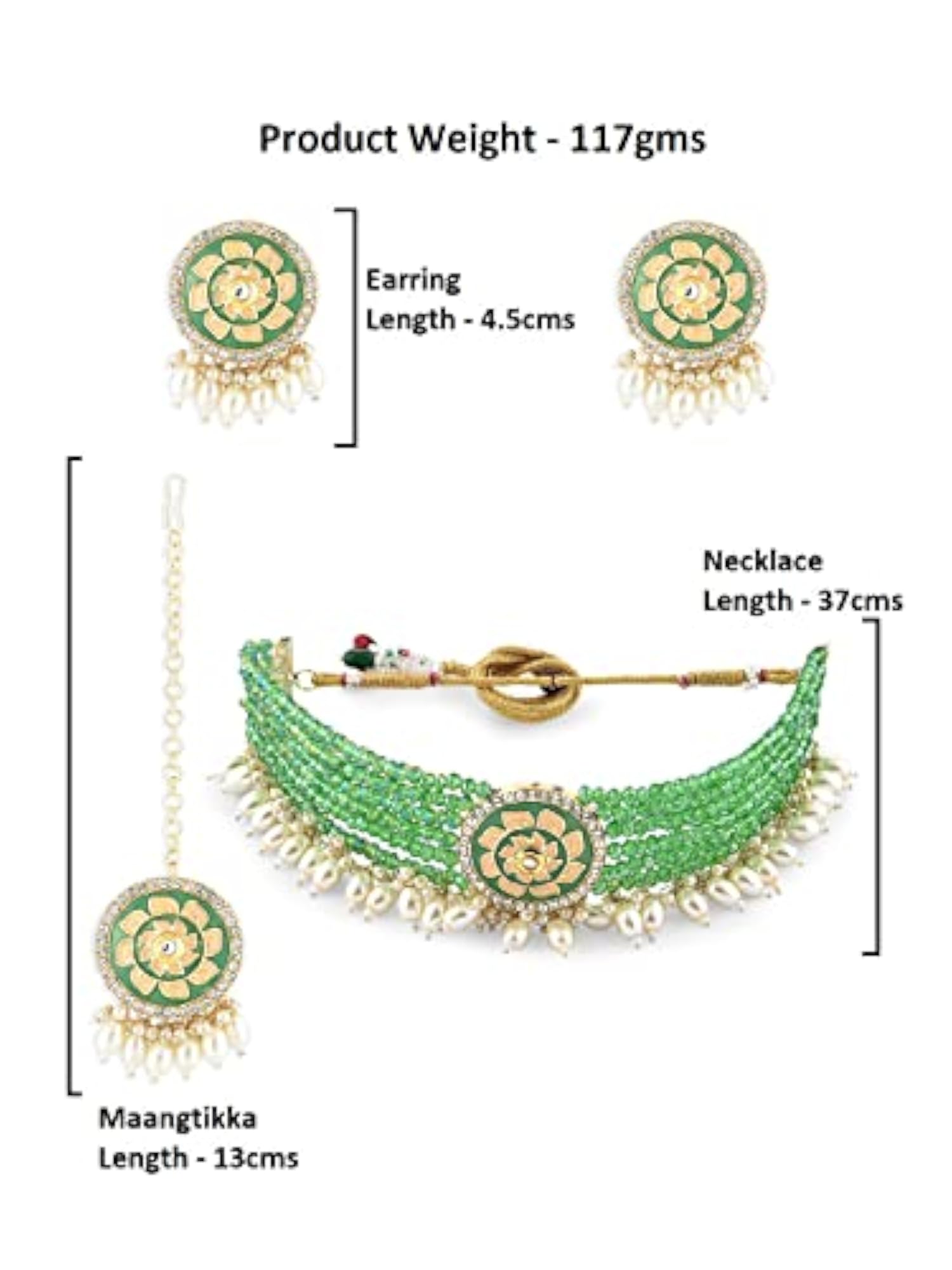 Meenakari Multistrand Necklace Earring Ring Set-ZPFK15223